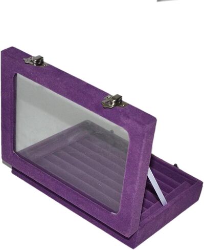 MENGCORE جديد مجوهرات خاتم عرض صندوق حامل صينية صندوق تخزين منظم مع غطاء زجاجي (رمادي) in Kuwait