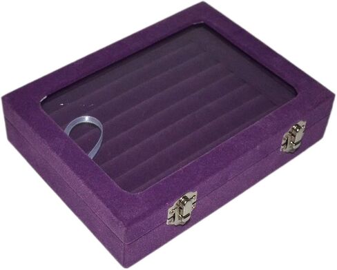 MENGCORE جديد مجوهرات خاتم عرض صندوق حامل صينية صندوق تخزين منظم مع غطاء زجاجي (رمادي) in Kuwait