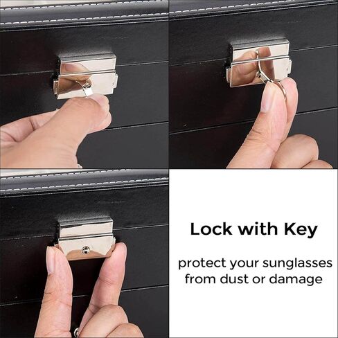 3 layer18 slot Sunglass organizer box for multiple pairs sunglasses storage and display Glasses case Eyeglass holder jewelry boxes with 2 removable drawer for women men PU leather clear top (3layer in Kuwait