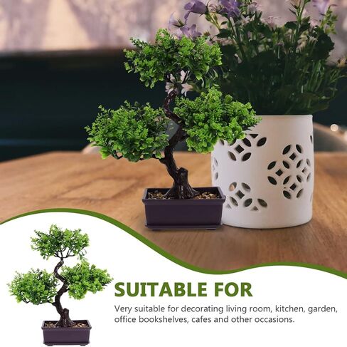 Cabilock Home Decor Artificial Bonsai Tree, Green, Plastic in Saudi Arabia