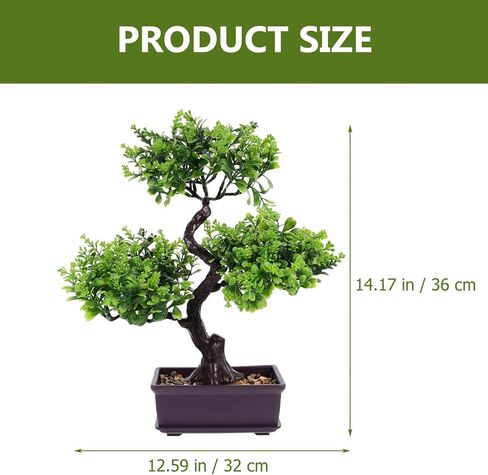 Cabilock Home Decor Artificial Bonsai Tree, Green, Plastic in Saudi Arabia