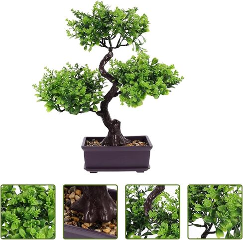 Cabilock Home Decor Artificial Bonsai Tree, Green, Plastic in Saudi Arabia