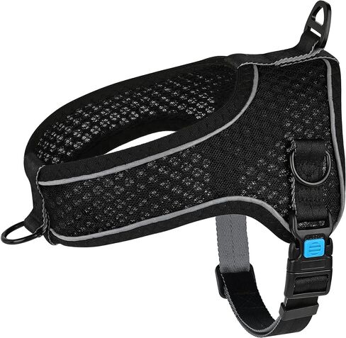 حزام للكلاب بدون سحب من ديدوج، سترة عاكسة بمشبك أمامي لسهولة التدريب على المشي، حزام شبكي خفيف الوزن يسمح بمرور الهواء للكلاب الصغيرة والمتوسطة (أسود، M) in Kuwait