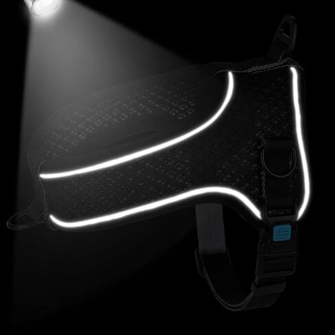 حزام للكلاب بدون سحب من ديدوج، سترة عاكسة بمشبك أمامي لسهولة التدريب على المشي، حزام شبكي خفيف الوزن يسمح بمرور الهواء للكلاب الصغيرة والمتوسطة (أسود، M) in Kuwait