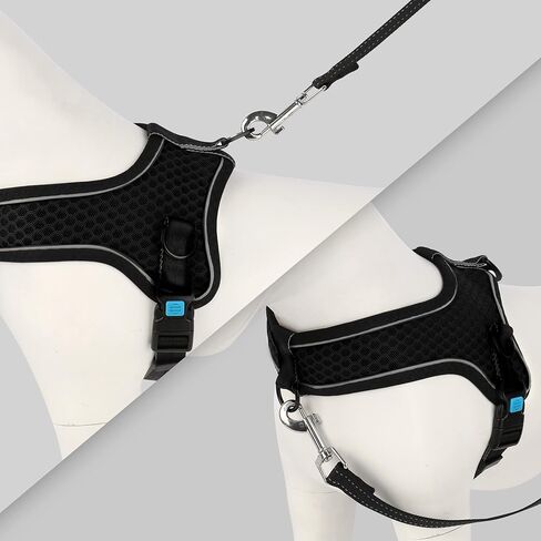 حزام للكلاب بدون سحب من ديدوج، سترة عاكسة بمشبك أمامي لسهولة التدريب على المشي، حزام شبكي خفيف الوزن يسمح بمرور الهواء للكلاب الصغيرة والمتوسطة (أسود، M) in Kuwait