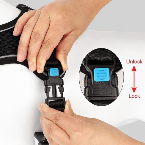 حزام للكلاب بدون سحب من ديدوج، سترة عاكسة بمشبك أمامي لسهولة التدريب على المشي، حزام شبكي خفيف الوزن يسمح بمرور الهواء للكلاب الصغيرة والمتوسطة (أسود، M) in Kuwait