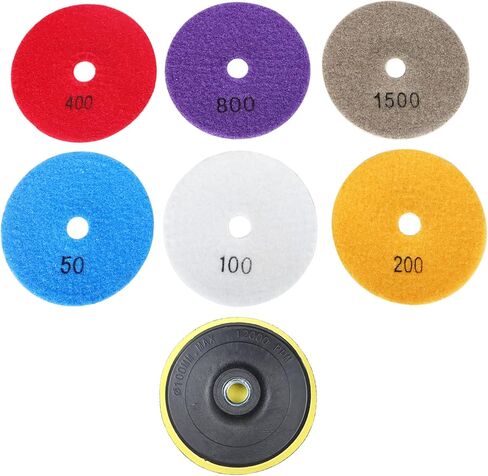 kimllier 7Pcs 4 Inch Diamond Polishing Pads Wet Dry Set Fit for Concrete Quartz Stone Countertop Granite Polishing in Saudi Arabia