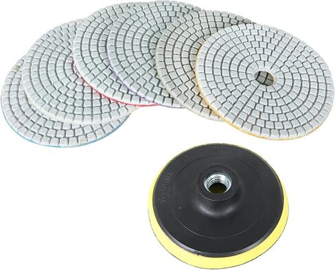kimllier 7Pcs 4 Inch Diamond Polishing Pads Wet Dry Set Fit for Concrete Quartz Stone Countertop Granite Polishing in Saudi Arabia