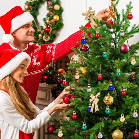 DIYDEC 60 قطعة عيد الميلاد كرات صغيرة الحلي 16 مم كرات بريق مصغرة شجرة عيد الميلاد معلقة زينة المعلقات لحفلة عطلة في الهواء الطلق داخلي لوازم الحرف اليدوية in Kuwait