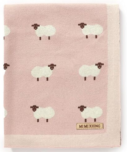 Baby Blanket Knit Receiving Boys Girls Cute Goose Blanket | Soft Cotton Neutral Blanke for Swaddle Crib Stroller 30x40 Inch pink in Saudi Arabia