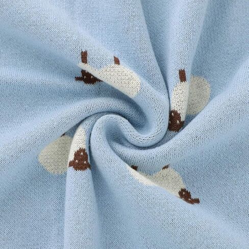 mimixiong Baby Blanket Knit 100% Cotton Toddler Blankets for Boys and Girls with Cute Sheep Size 30 x 40 inches Blue in Kuwait