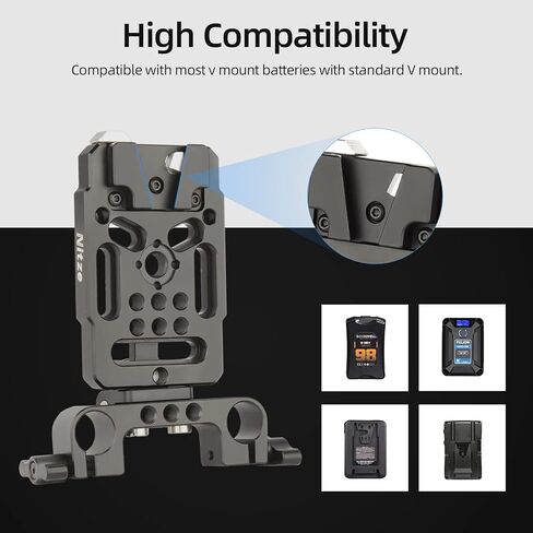 Nitze V Mount Plate with 15mm Rod Clamp, 1/4" Screws and M3 Screws, V Mount Battery Adapter Plate for Camera Power Supply - N21-A2 in Saudi Arabia