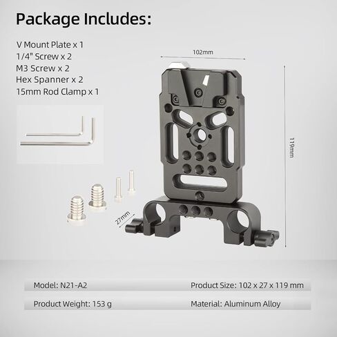 Nitze V Mount Plate with 15mm Rod Clamp, 1/4" Screws and M3 Screws, V Mount Battery Adapter Plate for Camera Power Supply - N21-A2 in Saudi Arabia