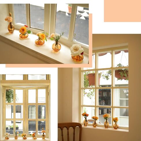 Set of 28 Small Amber Glass Bud Vases - Vintage Style Mini Flower Vase for Centerpieces, Rustic Weddings and Table Decor - Single Flower Vases in Bulk in Kuwait