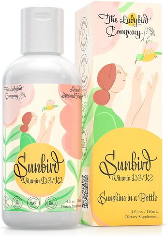 Sunbird Sublingual Vitamin D Supplements for Women - Liquid Vitamin D3 with K2 Supplements for Women to Support Healthy Bones, Reproduction, Fertility, Menopause (Vitamin D Liquid with MK-7, 4 oz) in Saudi Arabia