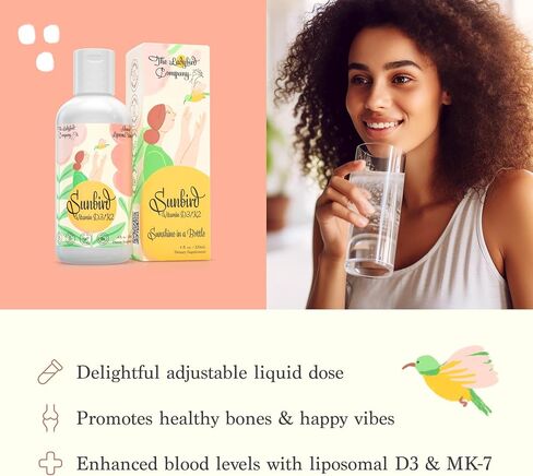Sunbird Sublingual Vitamin D Supplements for Women - Liquid Vitamin D3 with K2 Supplements for Women to Support Healthy Bones, Reproduction, Fertility, Menopause (Vitamin D Liquid with MK-7, 4 oz) in Saudi Arabia