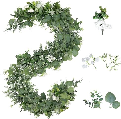 6 Ft Eucalyptus Garland for Table Centerpieces, 2 Packs Artificial Eucalyptus Vine Fake Silver Dollar Eucalyptus Garland for Wedding Backdrop Mantelpiece Arch Doorway Indoor Outdoor Greenery Decor in Saudi Arabia
