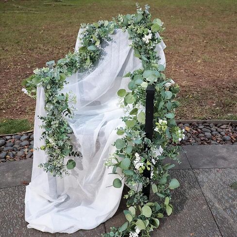 6 Ft Eucalyptus Garland for Table Centerpieces, 2 Packs Artificial Eucalyptus Vine Fake Silver Dollar Eucalyptus Garland for Wedding Backdrop Mantelpiece Arch Doorway Indoor Outdoor Greenery Decor in Saudi Arabia