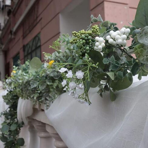 6 Ft Eucalyptus Garland for Table Centerpieces, 2 Packs Artificial Eucalyptus Vine Fake Silver Dollar Eucalyptus Garland for Wedding Backdrop Mantelpiece Arch Doorway Indoor Outdoor Greenery Decor in Saudi Arabia