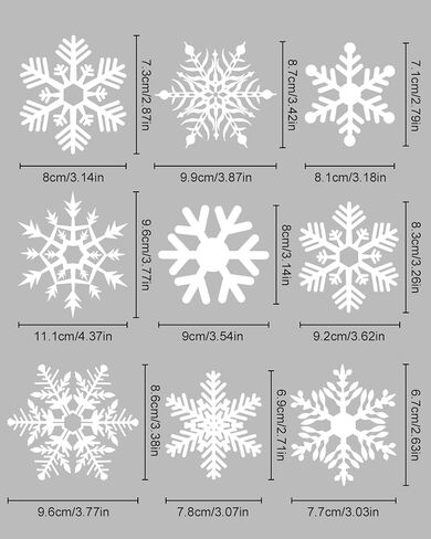 WuliYobo 155 PCS Christmas Snowflake Window Stickers Clings Decorations, Christmas Decoration Snowflake Window Clings Glueless PVC Wall Stickers for Windows Glasses, for Christmas Decorations Holiday in Saudi Arabia
