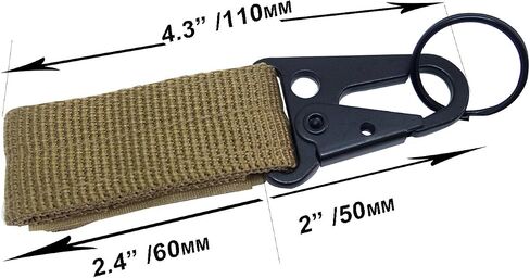 Bytiyar 4 pcs Tactical Key Ring Belt Holder Nylon Clips with 1" HK Hooks Keychain Carabiner Buckle for Molle Strap Webbing Attachement, Black Khaki Green in Saudi Arabia