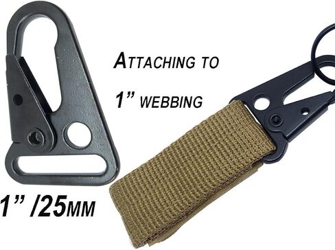 Bytiyar 4 pcs Tactical Key Ring Belt Holder Nylon Clips with 1" HK Hooks Keychain Carabiner Buckle for Molle Strap Webbing Attachement, Black Khaki Green in Saudi Arabia