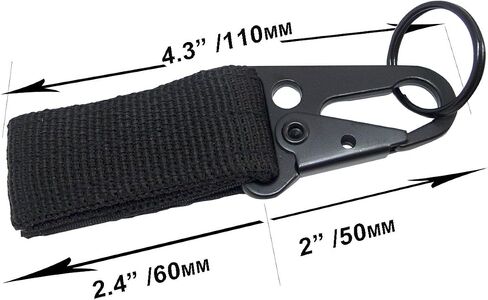 Bytiyar 4 pcs Tactical Key Ring Belt Holder Nylon Clips with 1" HK Hooks Keychain Carabiner Buckle for Molle Strap Webbing Attachement, Black Khaki Green in Saudi Arabia