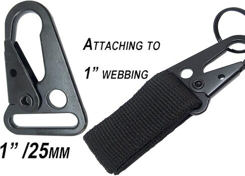 Bytiyar 4 pcs Tactical Key Ring Belt Holder Nylon Clips with 1" HK Hooks Keychain Carabiner Buckle for Molle Strap Webbing Attachement, Black Khaki Green in Saudi Arabia