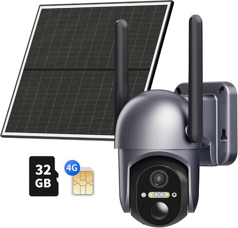 Ebitcam 4G LTE Cellular Security Cameras Include SD&SIM Card, Solar Powered Camera No WiFi Needed, 2K Live Video, 360° View, Color Night Vision, Motion&Siren Alert, Remote Access&Playback via Phone in Saudi Arabia