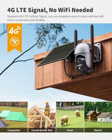 Ebitcam 4G LTE Cellular Security Cameras Include SD&SIM Card, Solar Powered Camera No WiFi Needed, 2K Live Video, 360° View, Color Night Vision, Motion&Siren Alert, Remote Access&Playback via Phone in Saudi Arabia