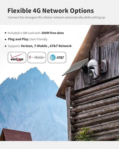 Ebitcam 4G LTE Cellular Security Cameras Include SD&SIM Card, Solar Powered Camera No WiFi Needed, 2K Live Video, 360° View, Color Night Vision, Motion&Siren Alert, Remote Access&Playback via Phone in Saudi Arabia