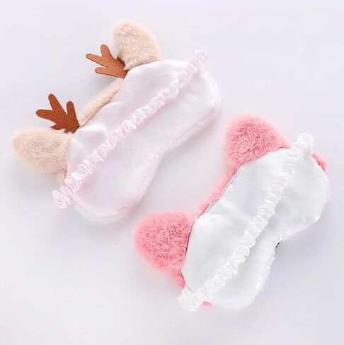 4 عبوات قناع نوم أرنب للفتيات ناعم من القطيفة الناعمة قناع نوم لطيف الأرنب فوكس الغزلان القط غطاء العين للأطفال والمراهقين الإناث غفوة السفر ليلة النوم in Kuwait