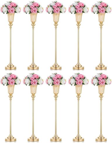 NUPTIO Centerpiece Vase Tall Gold: 2 Pcs 30.5" Wedding Flower Stand for Table Metal Trumpet Vase for Party Decorations in Saudi Arabia