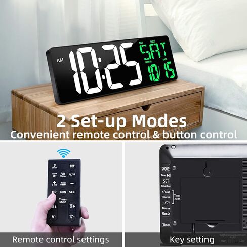 TXL Digital Wall Clock Large Display, 16.5" LED Wall Clock with Date and Temperature,Count Up/Down Timer Clock with Remote Control, Adjustable Brightness Alarm Clock for Home, Office, Gym, Elderly in Kuwait