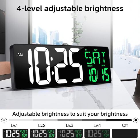 TXL Digital Wall Clock Large Display, 16.5" LED Wall Clock with Date and Temperature,Count Up/Down Timer Clock with Remote Control, Adjustable Brightness Alarm Clock for Home, Office, Gym, Elderly in Kuwait