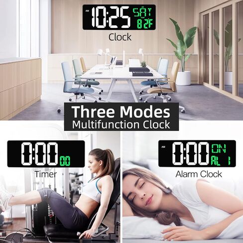 TXL Digital Wall Clock Large Display, 16.5" LED Wall Clock with Date and Temperature,Count Up/Down Timer Clock with Remote Control, Adjustable Brightness Alarm Clock for Home, Office, Gym, Elderly in Kuwait