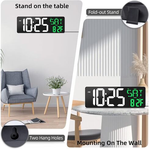 TXL Digital Wall Clock Large Display, 16.5" LED Wall Clock with Date and Temperature,Count Up/Down Timer Clock with Remote Control, Adjustable Brightness Alarm Clock for Home, Office, Gym, Elderly in Kuwait