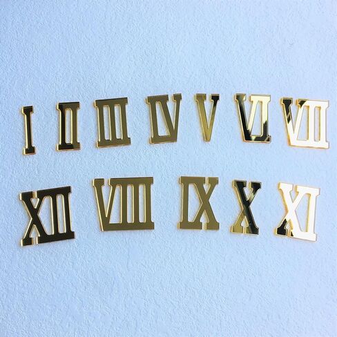 NUO RUI 12 Pcs Roman Mirrored Acrylic Numerals for a Wall Clock (Mirror Gold) in Saudi Arabia