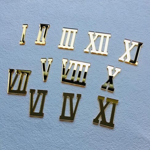 NUO RUI 12 Pcs Roman Mirrored Acrylic Numerals for a Wall Clock (Mirror Gold) in Saudi Arabia
