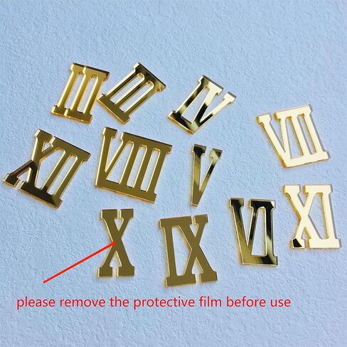 NUO RUI 12 Pcs Roman Mirrored Acrylic Numerals for a Wall Clock (Mirror Gold) in Saudi Arabia