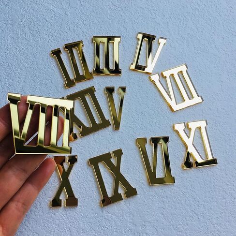 NUO RUI 12 Pcs Roman Mirrored Acrylic Numerals for a Wall Clock (Mirror Gold) in Saudi Arabia
