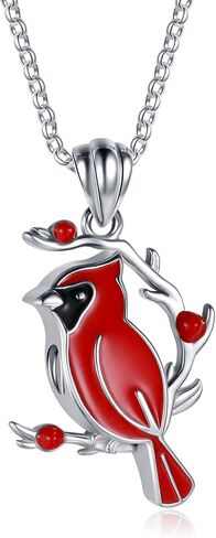 قلادة فضية حمراء من الكاردينال للرماد - S925 مجوهرات تذكارية تذكارية لحرق جثث الطيور للنساء in Saudi Arabia