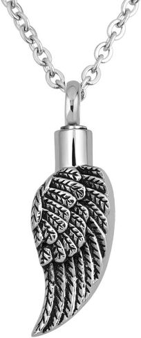 MZC Jewelry Angel Wings Cremation Urn Necklace for Ashes Keepsake Urn Memorial Stainless Steel Pendant for Men Women Dad Mom in Saudi Arabia