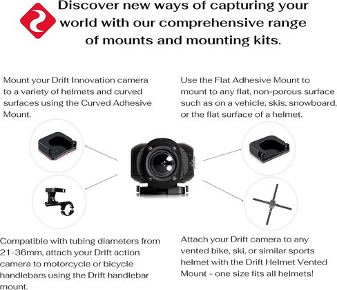 Drift Adhesive Mount Kit - Perfect Accessories to Mount Your Drift Camera to Motorcycles, Helmets and Flat Surfaces in Saudi Arabia