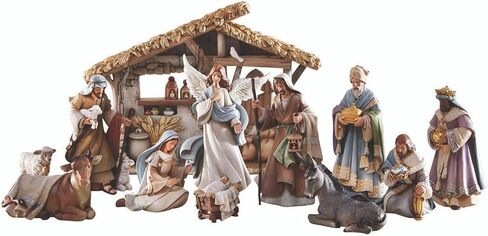 Avalon Gallery Nativity Sets for Christmas - Indoor Bethlehem Nights Nativity Scene, 4-Piece, Shepherd with Animals in Saudi Arabia