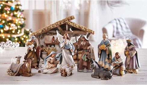 Avalon Gallery Nativity Sets for Christmas - Indoor Bethlehem Nights Nativity Scene, 4-Piece, Shepherd with Animals in Saudi Arabia