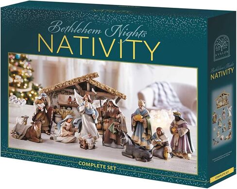 Avalon Gallery Nativity Sets for Christmas - Indoor Bethlehem Nights Nativity Scene, 4-Piece, Shepherd with Animals in Saudi Arabia