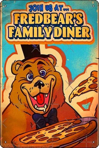 FNAF-Fredbear's Family Diner Pizza Poster 8 x 12 Inch Funny Metal Tin Sign Game Room Man Cave Wall Decor in Saudi Arabia
