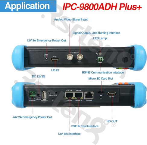 Rsrteng CCTV جهاز اختبار الكاميرا الأمن IP جهاز اختبار الكاميرا 8MP CVI TVI AHD CVBS جهاز اختبار الكاميرا 7 بوصة IPS شاشة تعمل باللمس دعم POE 4K HDMI IPC تستر IPC-9800ADH Plus+ in Kuwait
