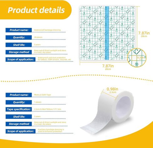 Waterproof Stoma Shower Cover Shields for Dialysis Port PICC Line Chest Catheter PD Peritoneal Dialysis Chemo Port Tending Bath Guard Accessory Shower Protector 30 PCS 8"x8" in Kuwait